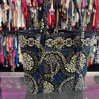 Vera Bradley Quilted Shoulder Tote Bag Retired Canterbury Cobalt Toggle Close Tote
