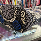 Vera Bradley Quilted Shoulder Tote Bag Retired Canterbury Cobalt Toggle Close Tote