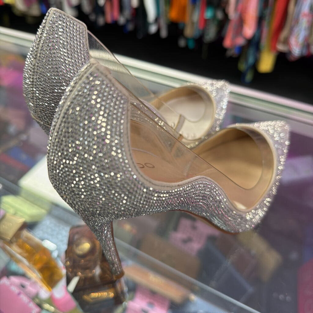 10 Aldo Edulla Rhinestone Stiletto Heels Lucite Vamp Heel