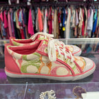 9 Coach Barrett Poppy Signature C Pink Multicolor Logo Canvas Sneakers