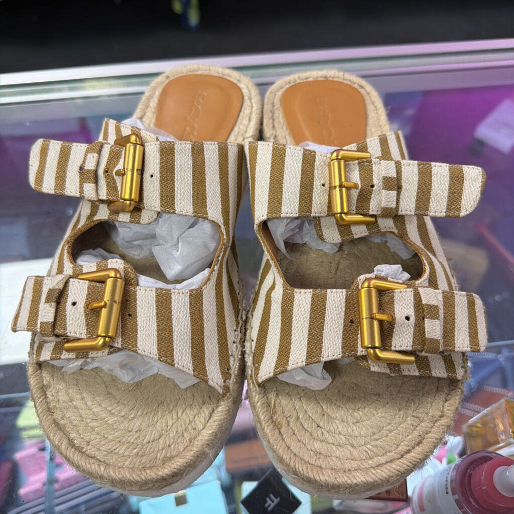 8 See By Chloe Glyn Stripe Dual Buckle Espadrille Sandal
