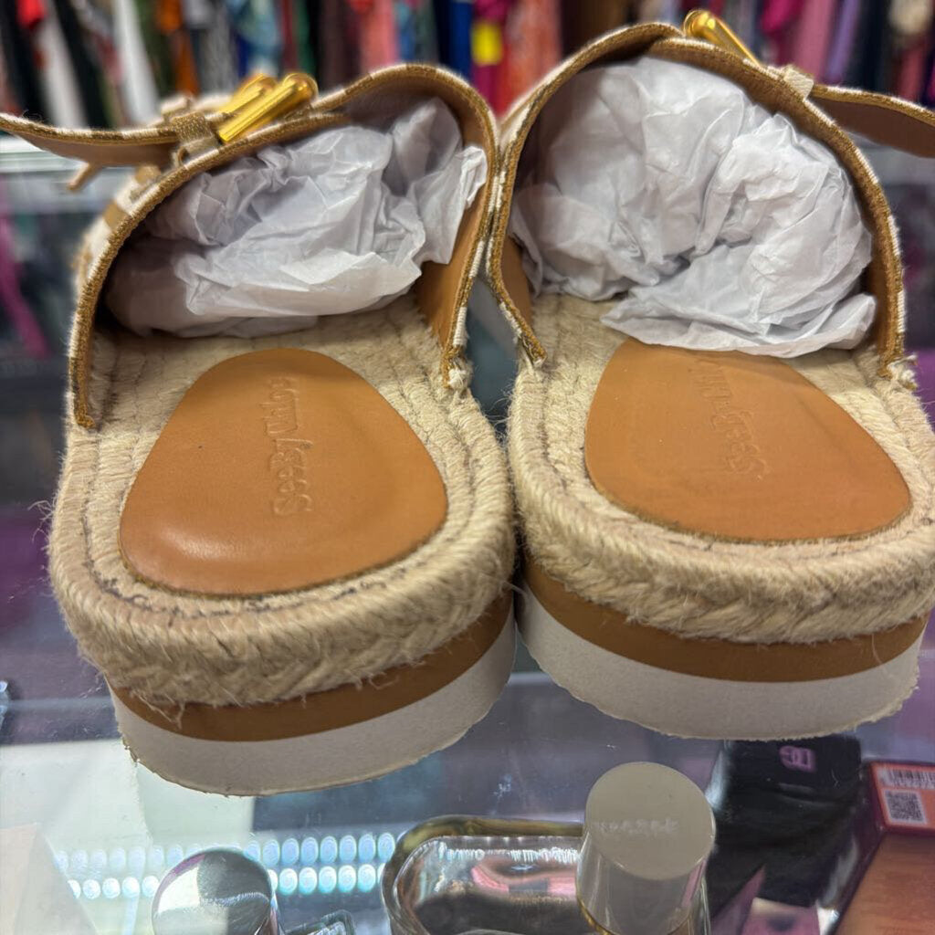 8 See By Chloe Glyn Stripe Dual Buckle Espadrille Sandal