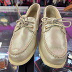 7.5 Sperry Conway Boat Shoe Platinum Metallic tumbled Leaher