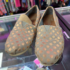 7.5 Toms Alpargata Rose Gold Foil Dots Slip On Canvas Shoe