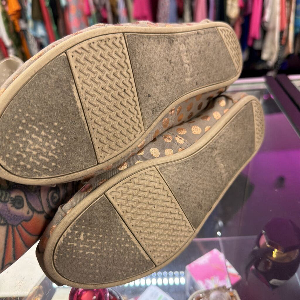 7.5 Toms Alpargata Rose Gold Foil Dots Slip On Canvas Shoe