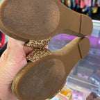 7.5 Betsey Johnson Sparkly Gold Glitter Slide Flat Slide on