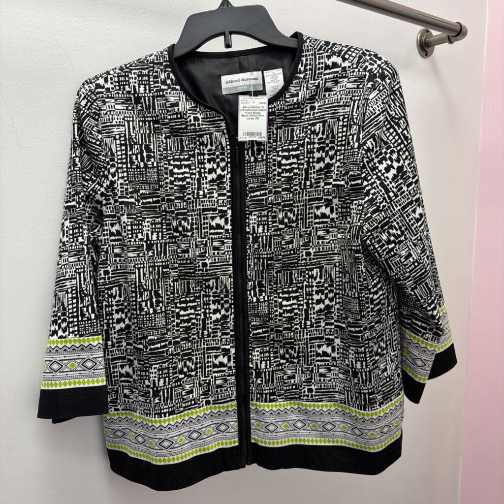 12 L/S Patterned Zipper Front Blazer
