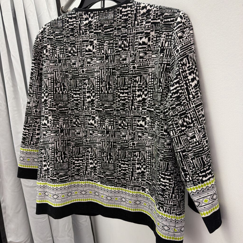 12 L/S Patterned Zipper Front Blazer