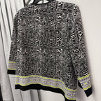 12 L/S Patterned Zipper Front Blazer