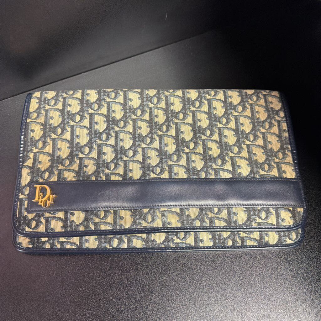 Christian Dior Vintage Trotter Jacquard Oblique Monogram Envelope Clutch