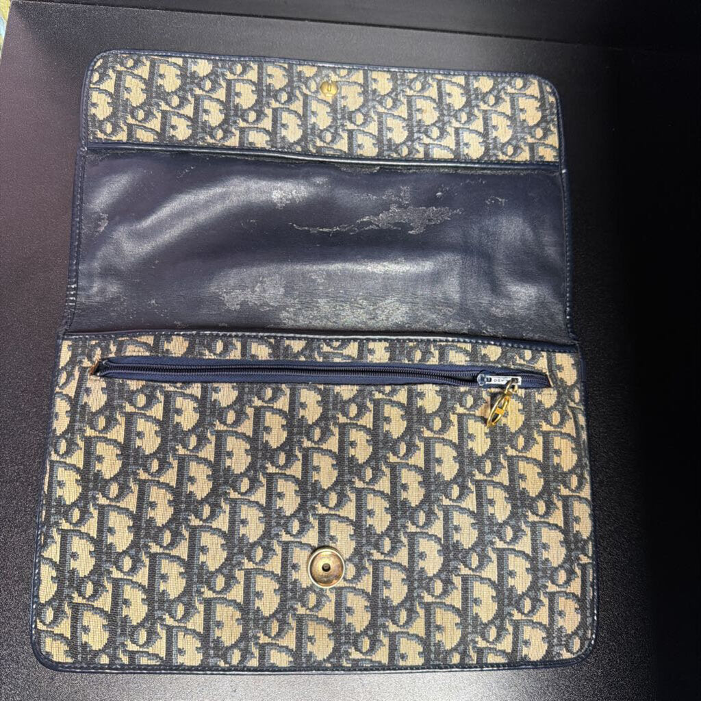 Christian Dior Vintage Trotter Jacquard Oblique Monogram Envelope Clutch