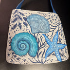 Anna by Anuschka Slim Shoulder Organizer In Sea Shells Print Hand-painted Coastal Design