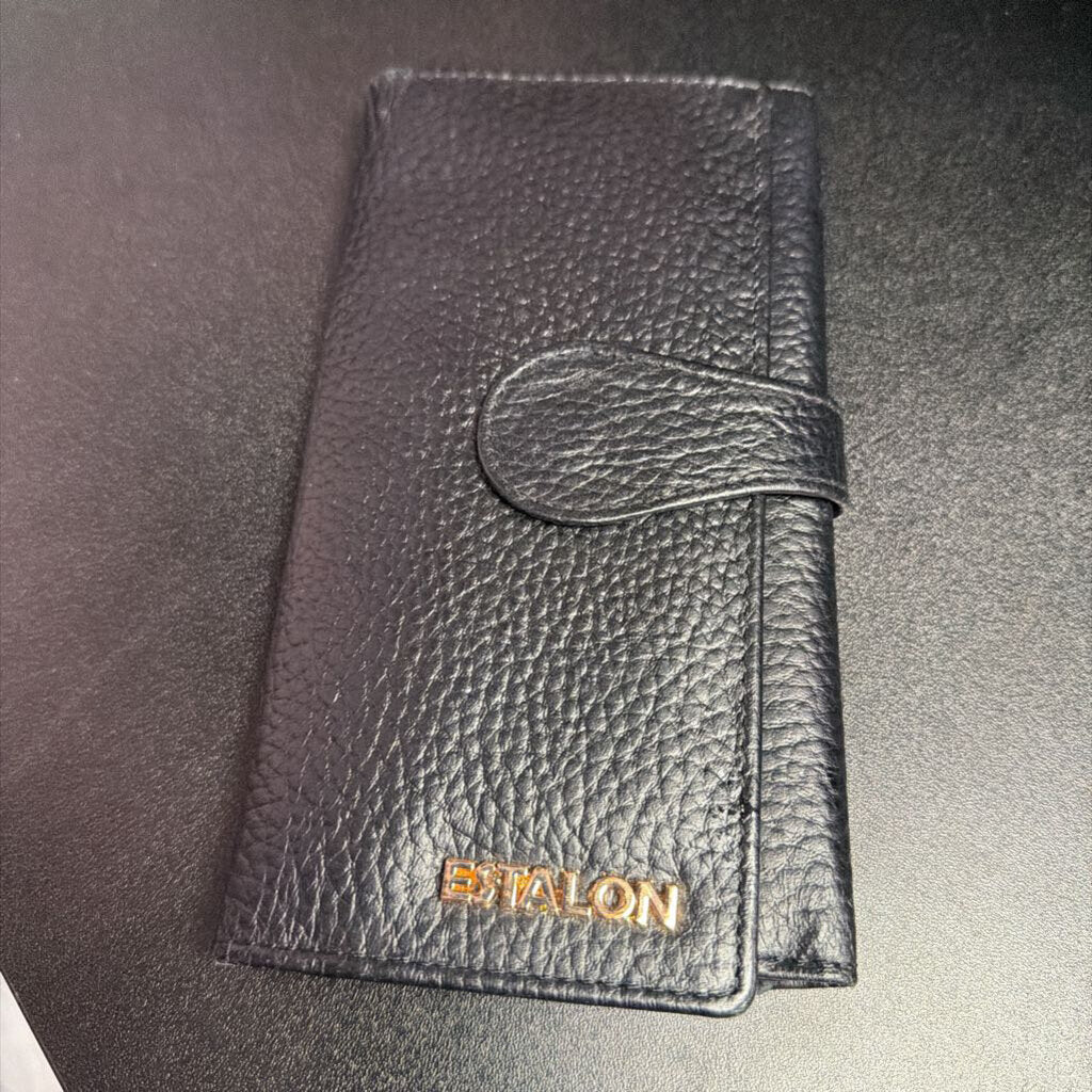 Estalon Pebbled Leather Fold Over Wallet
