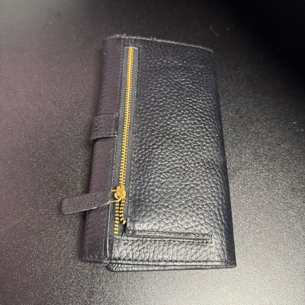 Estalon Pebbled Leather Fold Over Wallet