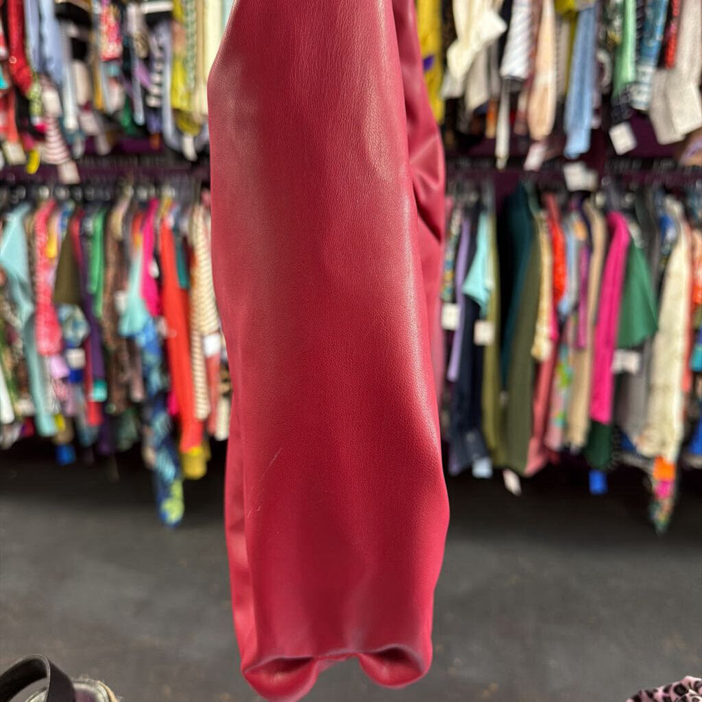 Unknown Pleather Pleated Hobo W/ Frame Opening