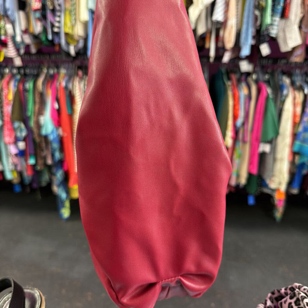 Unknown Pleather Pleated Hobo W/ Frame Opening