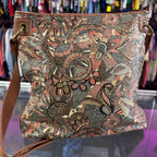Sakroots Artist Circle Flat Crossbody Bag Floral Print Brown Coated Pockets