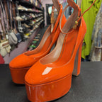 36.5/6 Valentino Patent Ankle Strap High Block Heel