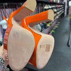 36.5/6 Valentino Patent Ankle Strap High Block Heel