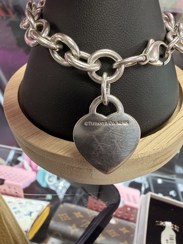 Tiffany & Co. Medium 7.75" Return to Tiffany Blue Enamel Color Splash Heart Tag Charm Bracelet