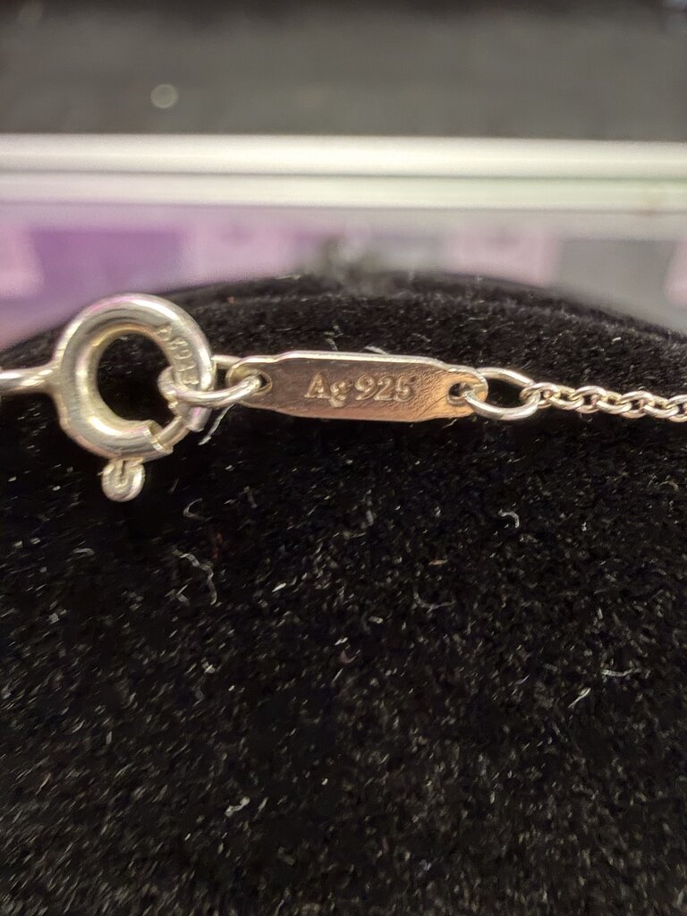 Tiffany & Co. Please Return Tiffany & Co Silver Pink Enamel Mini Double Heart Necklace 16.5"