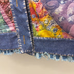 XL LS BF Patterned Denim Trim Cardigan