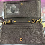 Harley Davidson Midnight Rider Leather BiFold Clutch Wallet W/ Chain Strap