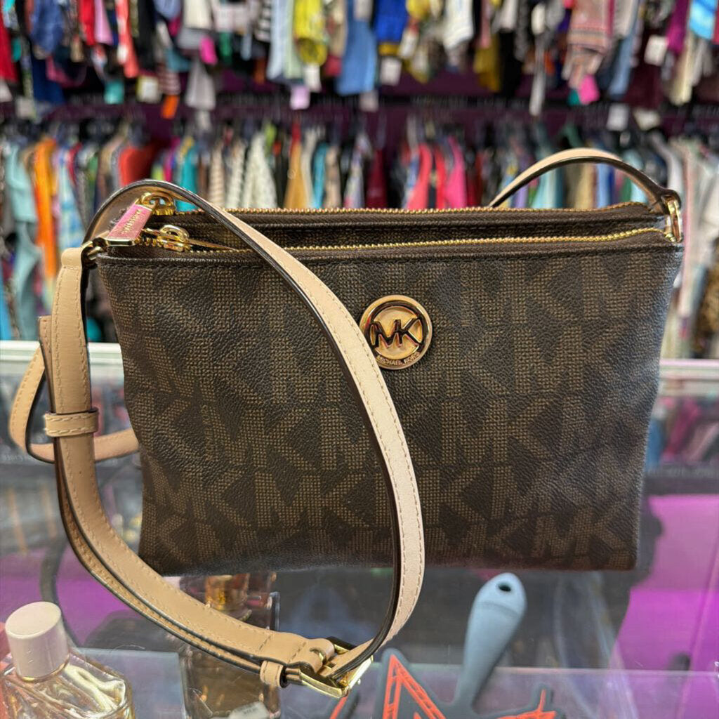 Michael Kors Fulton Double Zip Crossbody Bag Signature Monogram