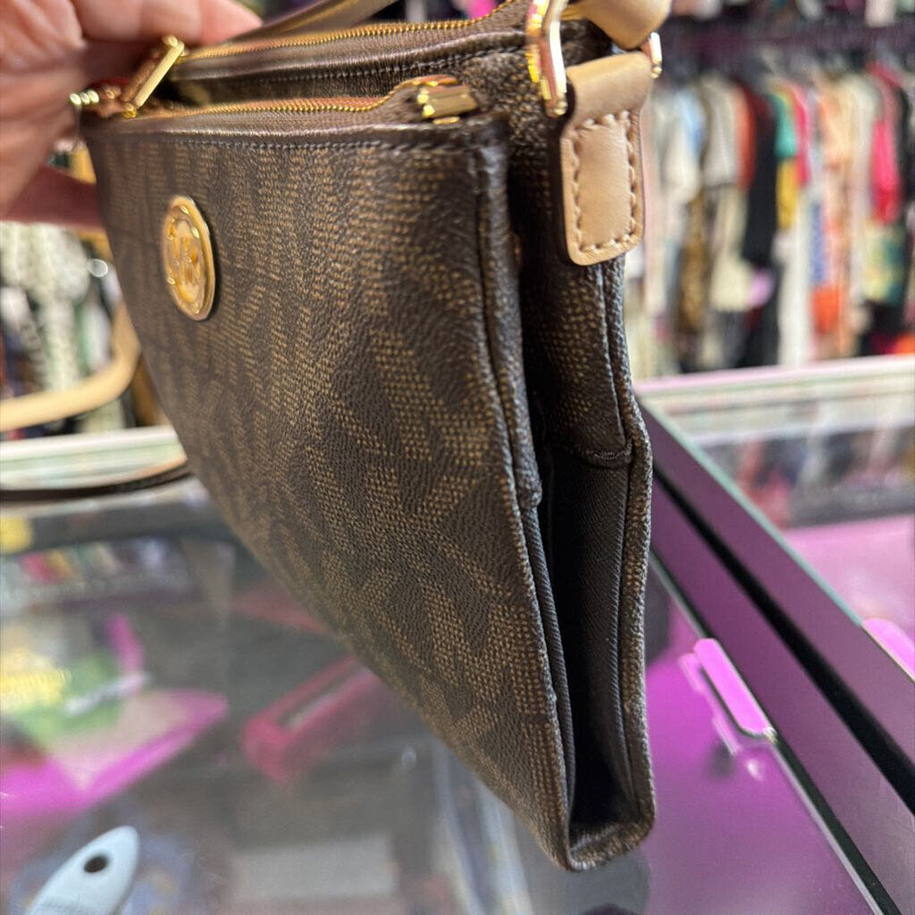 Michael Kors Fulton Double Zip Crossbody Bag Signature Monogram