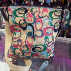 Coach Scribble IKat Crossbody Bag Abstract Multi Color C Signature Pattern