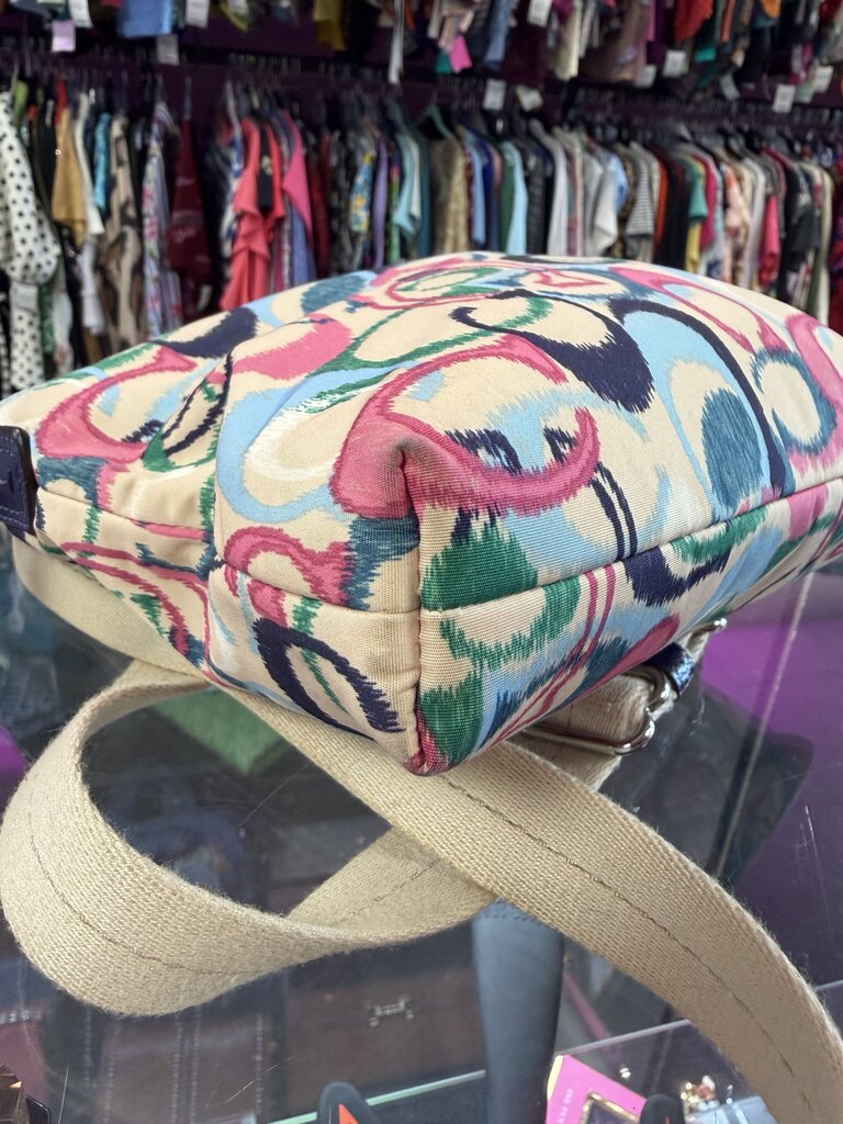 Coach Scribble IKat Crossbody Bag Abstract Multi Color C Signature Pattern