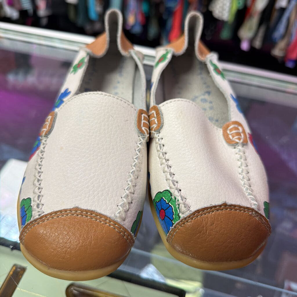 8.5 Venus Celia Floral Walking Flat Casual Loafers Shoes