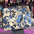 Kate Spade Madison Vase Floral Printed Med Blue White Bi-Fold Leather Wallet