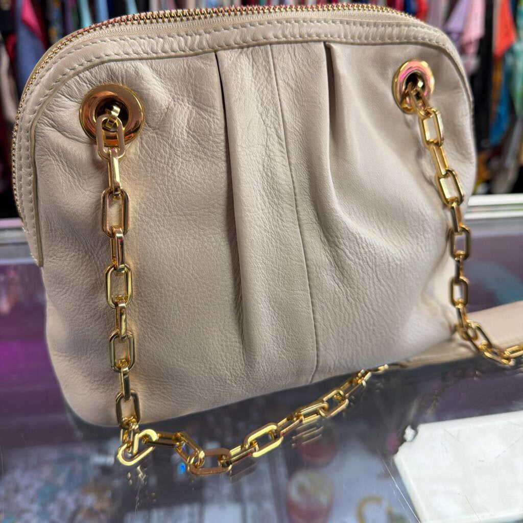 Tory Burch Ivory Leather Gold Chain Strap Shoulderbag