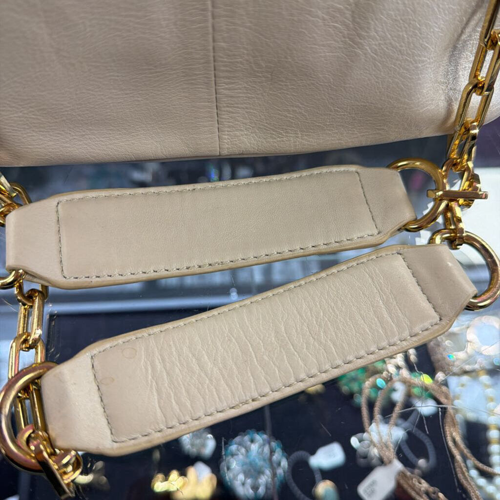 Tory Burch Ivory Leather Gold Chain Strap Shoulderbag