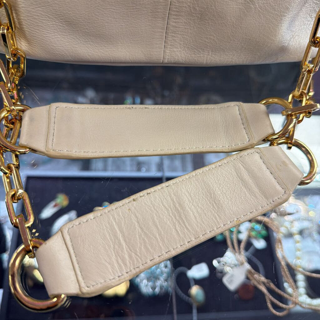 Tory Burch Ivory Leather Gold Chain Strap Shoulderbag
