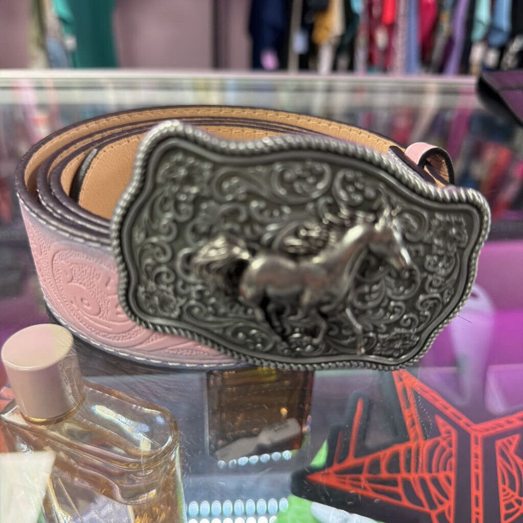Unknown Pnk Faux Leather Horse Buckle Belt