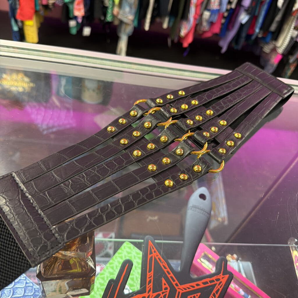 Elastic Croco 5 Ring Snap on Belt