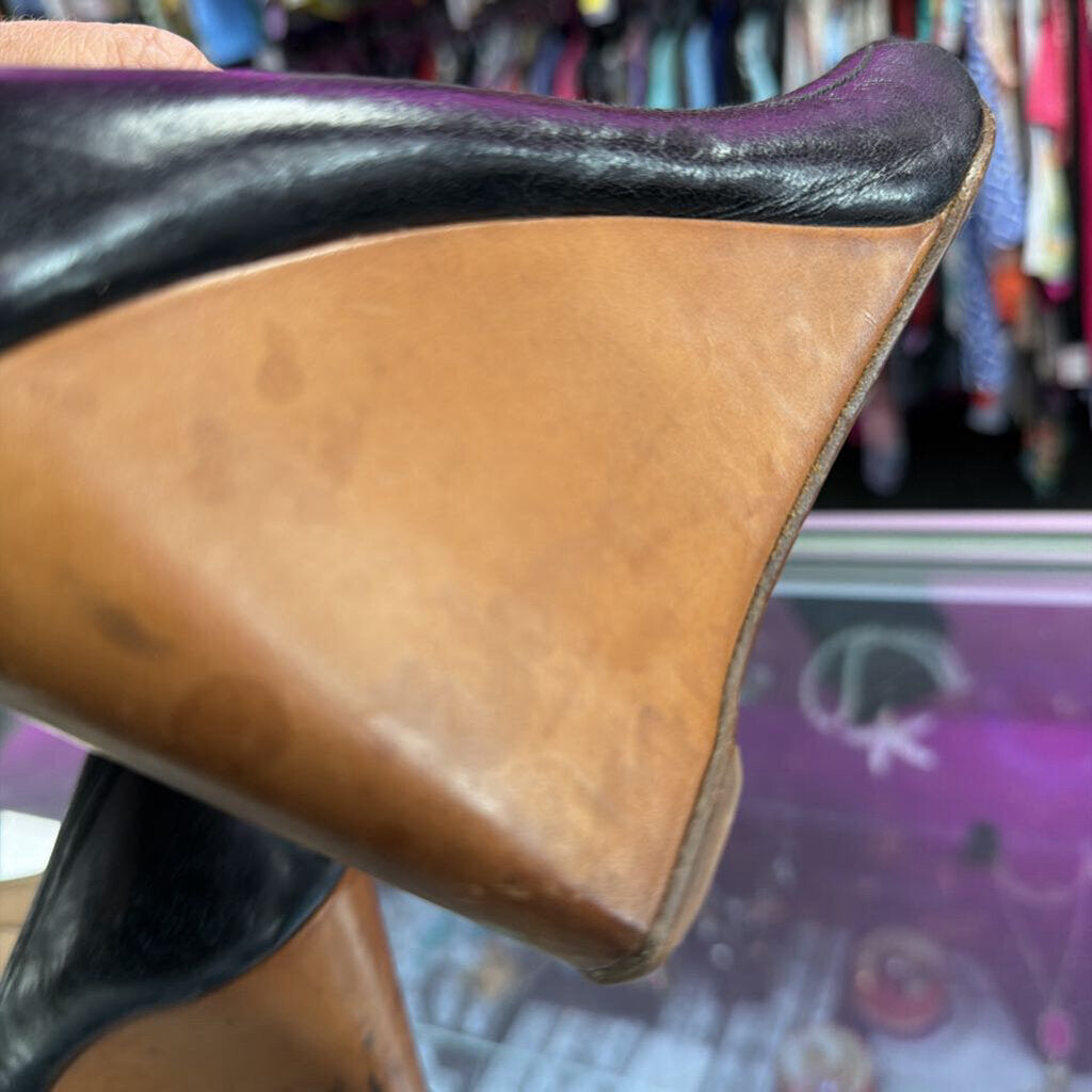 10 Prada VTG Leather Peep-Toe Wedge