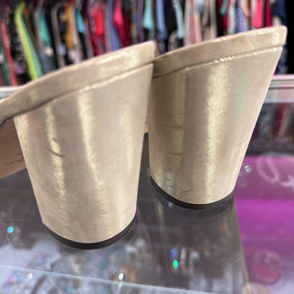 10.5/40.5 Jimmy Choo Amara 85 Faux Pearl-Embellished Metallic Suede Sandal