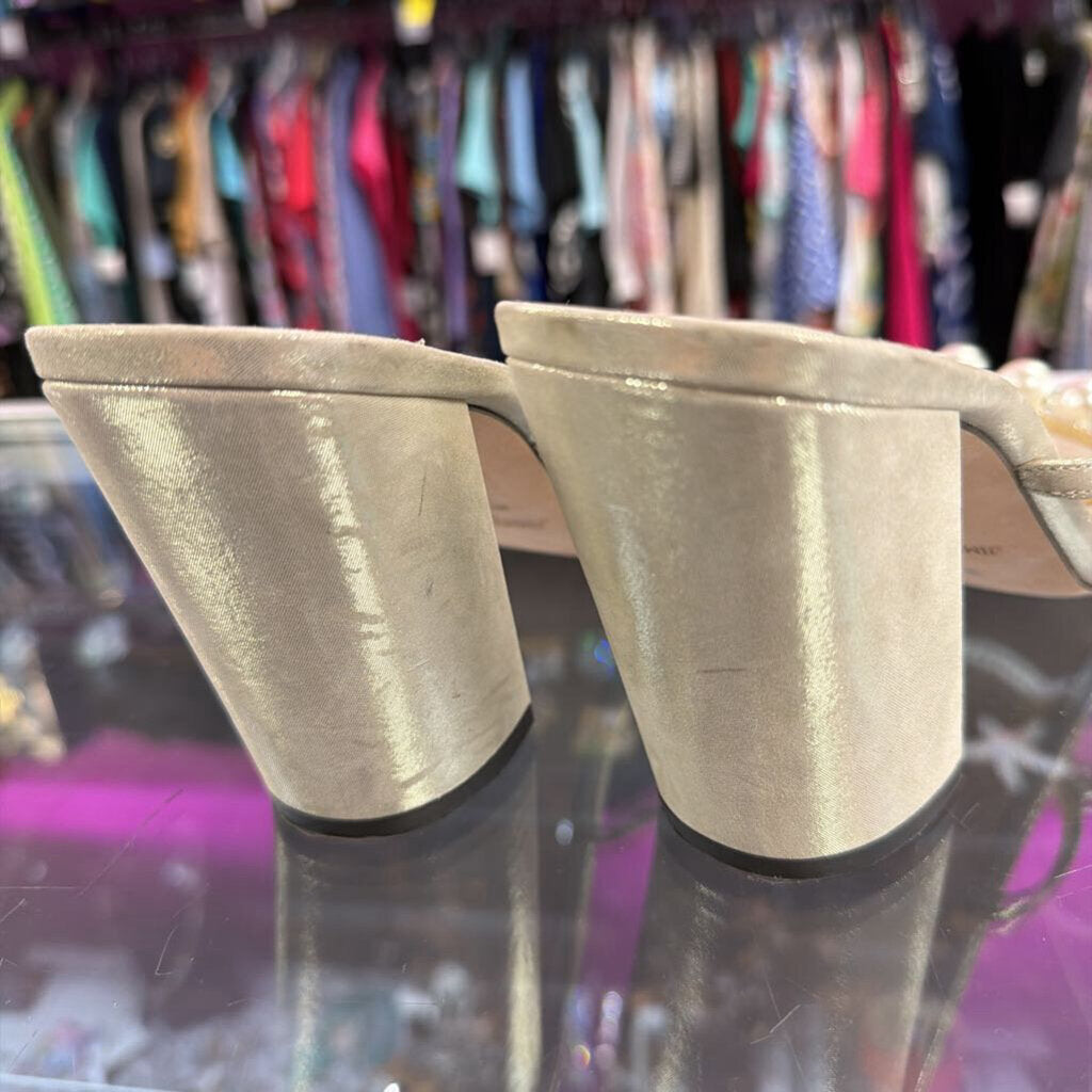 10.5/40.5 Jimmy Choo Amara 85 Faux Pearl-Embellished Metallic Suede Sandal