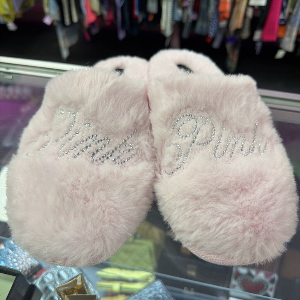 MD Victoria Secret Rhinestones Faux Fur Slippers