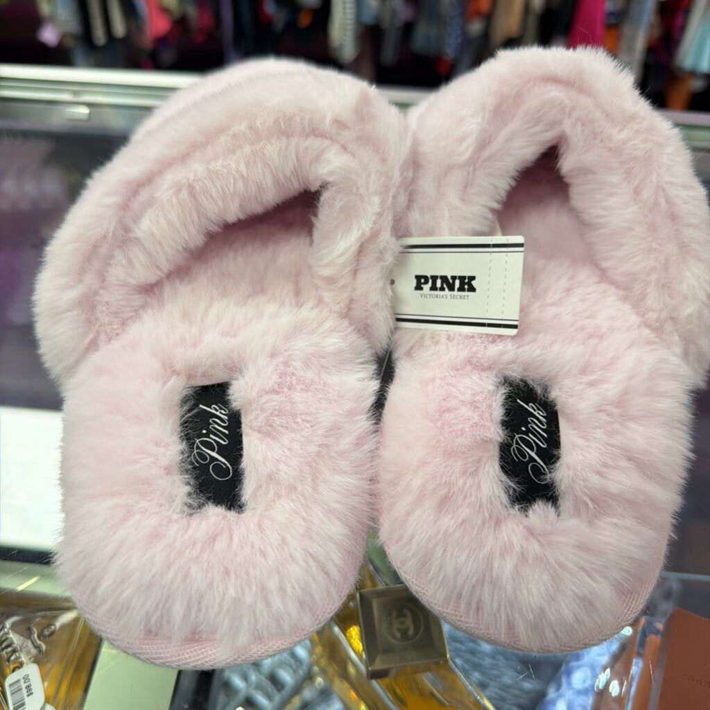 MD Victoria Secret Rhinestones Faux Fur Slippers