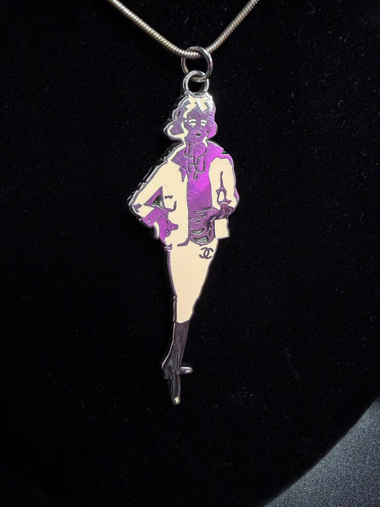 Chanel Mademoiselle Figurine Necklace On Ball Chain Long Necklace