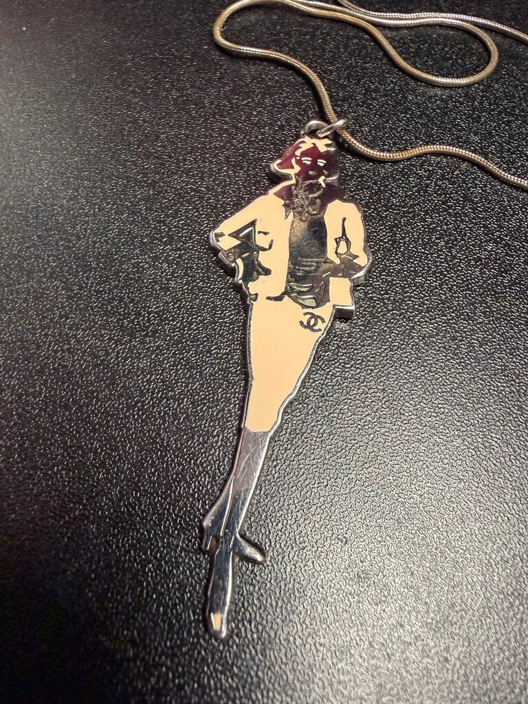 Chanel Mademoiselle Figurine Necklace On Ball Chain Long Necklace