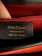 Salvatore Ferragamo Black Satchel gold Tone Hardware Clasp Closure