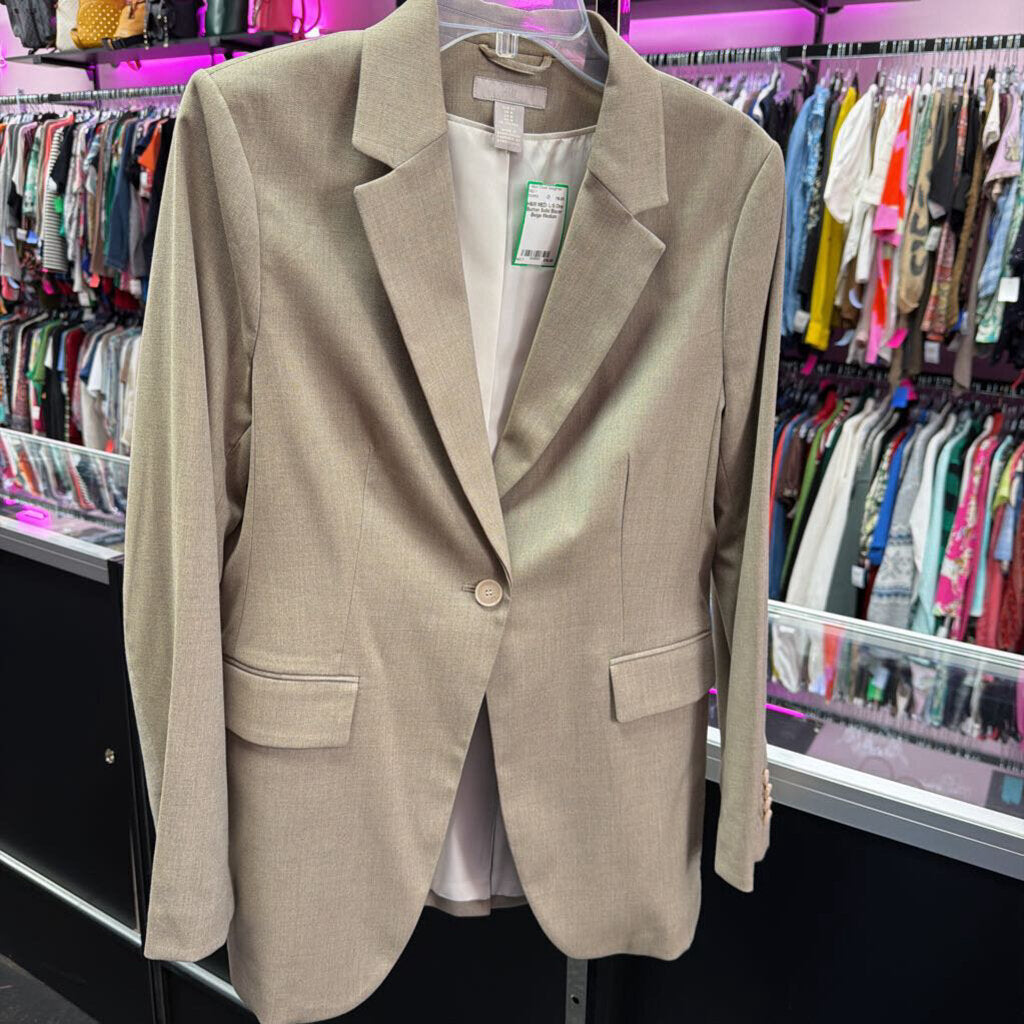 MED/ L/S One Button Solid Blazer