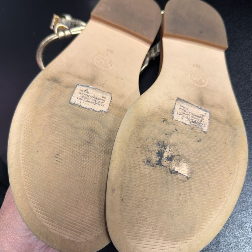 9M Michael Kors Astra Thong Flat Sandal Metallic Finish