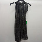 LG SLess Sequin Ribbed Tie Neck Top
