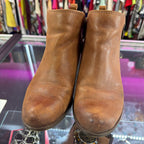 7 Lucky Brand Basel Ankle Bootie Stacked Heel Distressed Leather